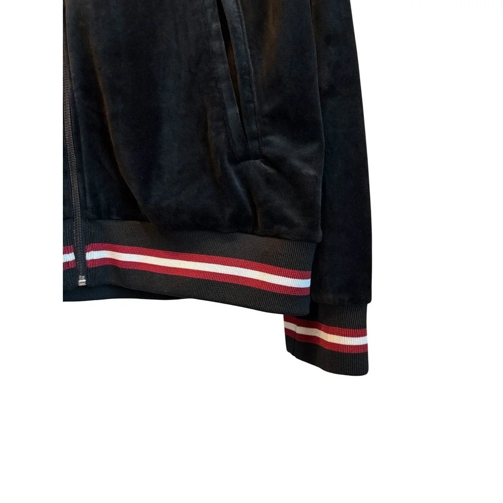 True Religion Mens Velour Tour Track Jacket Size Medium Black World Tour